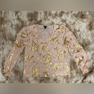 Ann Taylor factory store pink and gold blouse size s